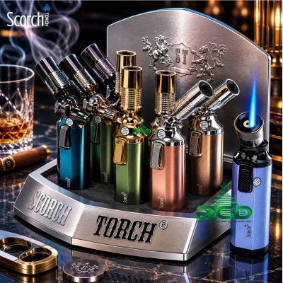 SCORCH TORCH SINGLE FLAME 360° ROTABLE NOZZEL ASST. COLORS 9CT/ DISPLAY - 9CT/ DISPLAY